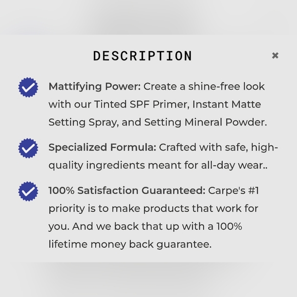 Carpe Anti Sweat SPF Primer Instant Matte Spray Setting Powder Bundle Reg $108 - Picture 3 of 5